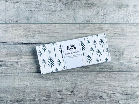 Forest for the Trees Organic Burp Cloths (Set of 2) - Charcoal Gray / White