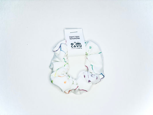 Organic Cotton Scrunchie - Rainbow Rain Clouds Prismatic