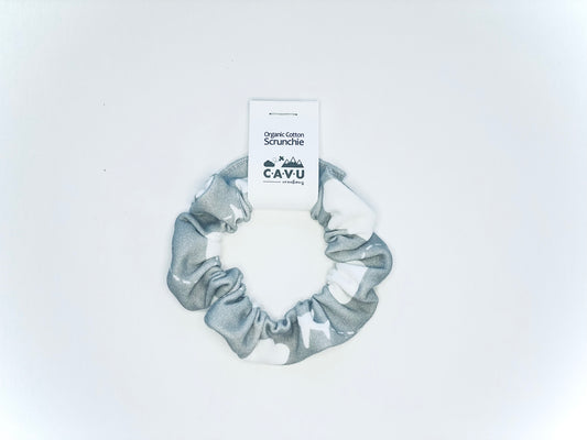 Organic Cotton Scrunchie - Jets in Clouds - Gray / White