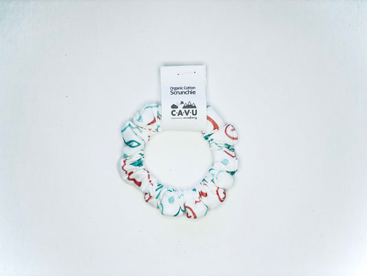 Organic Cotton Scrunchie - PNW Love - Teal / Mint / Red / White
