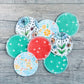 Organic Cotton Face Rounds - Set N - Coral / Green / Multi (Large)