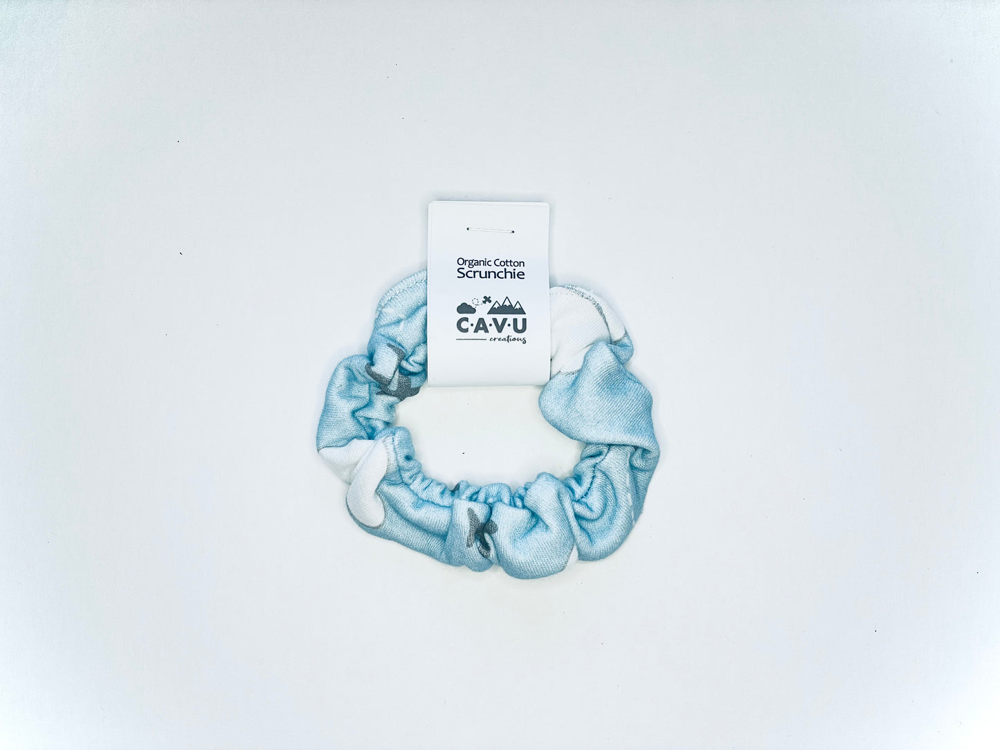 Organic Cotton Scrunchie - Jets in Clouds - Blue / Gray / White