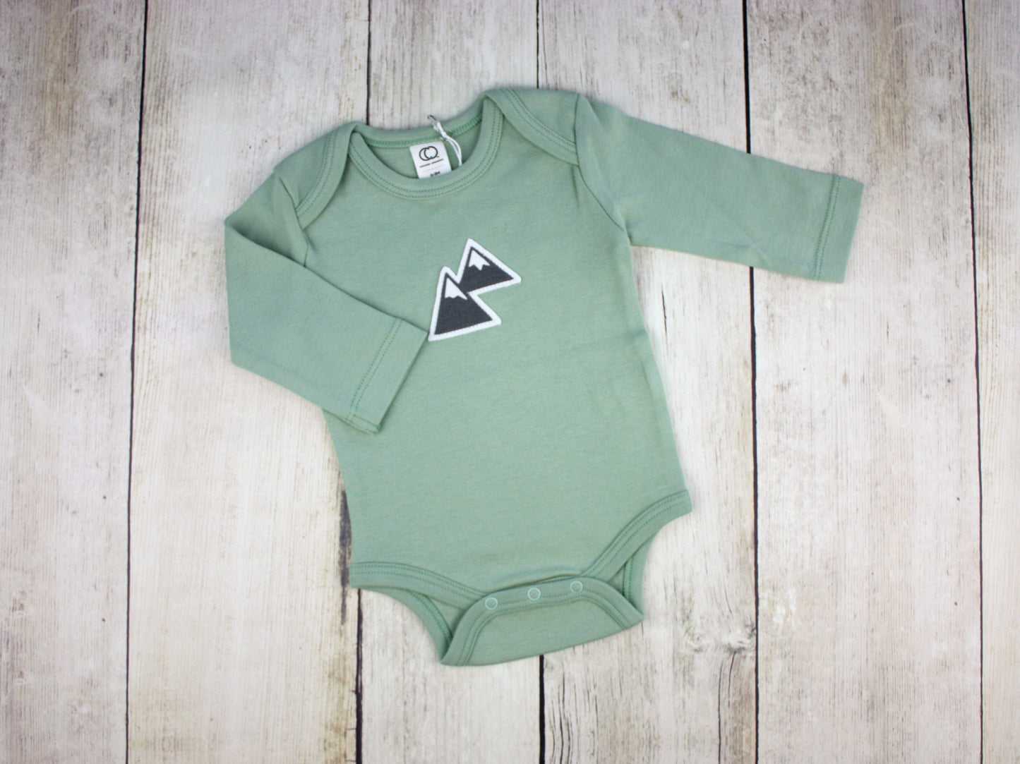 Mountains Organic Bodysuit - Sage Green / Charcoal Gray - ARCHIVE - CAVU Creations
