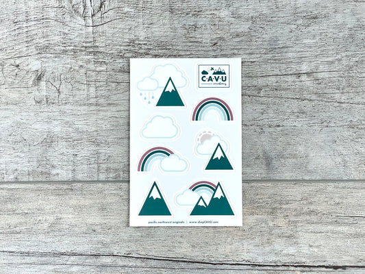 Sticker Sheet - Rainbows & Mountains
