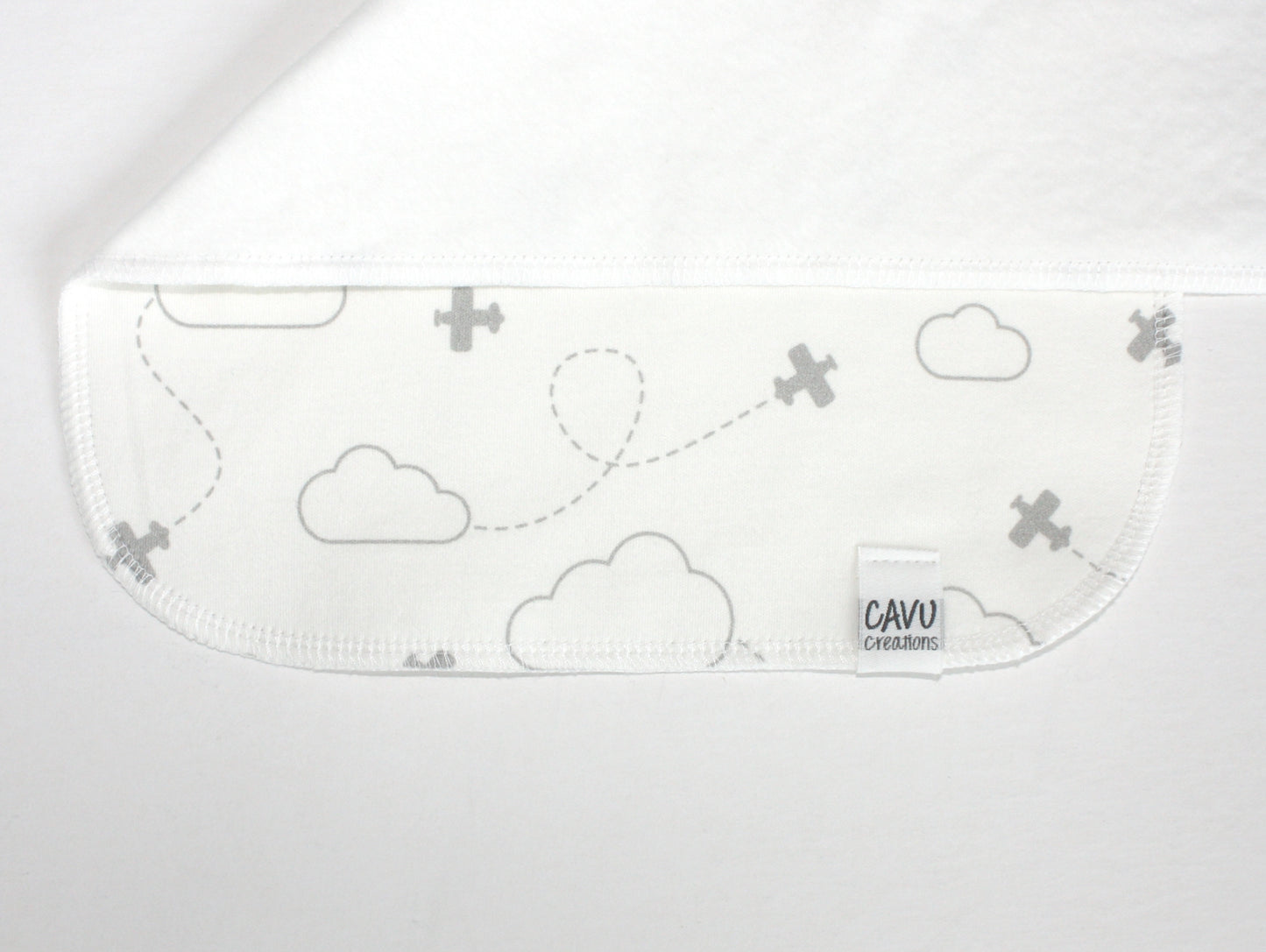 Airplanes in Clouds Organic Burp Cloths (Set of 2) - Gray / White - CAVU Creations