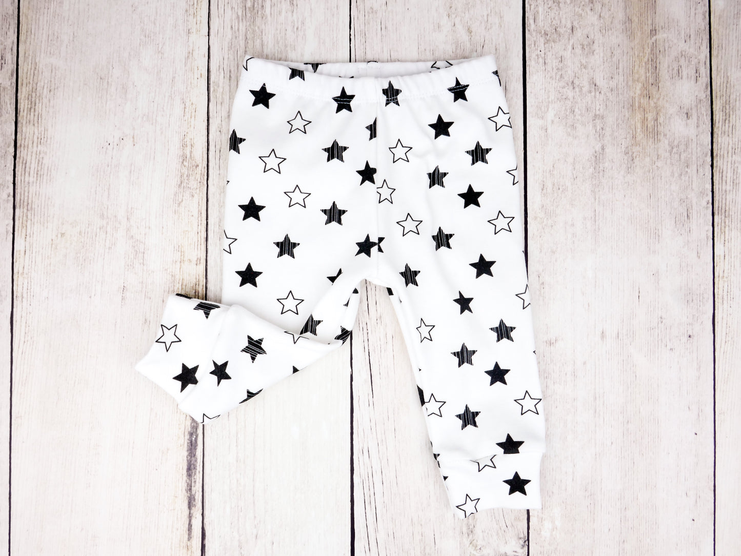 Stars Organic Baby Leggings - Black / White - CAVU Creations