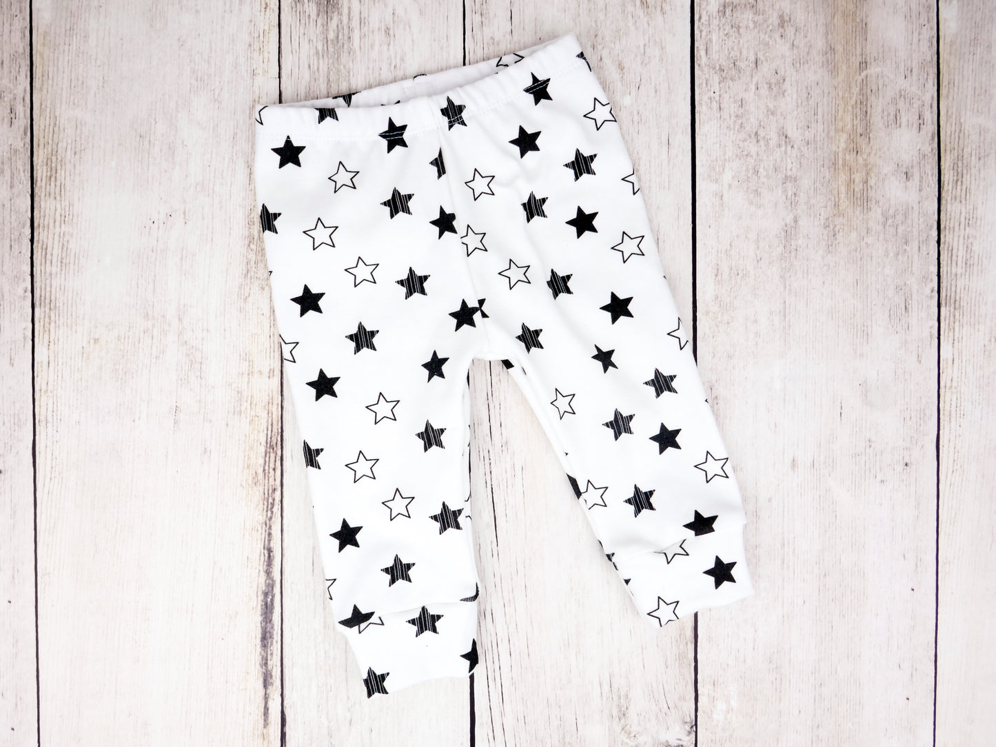 Stars Organic Baby Leggings - Black / White - CAVU Creations