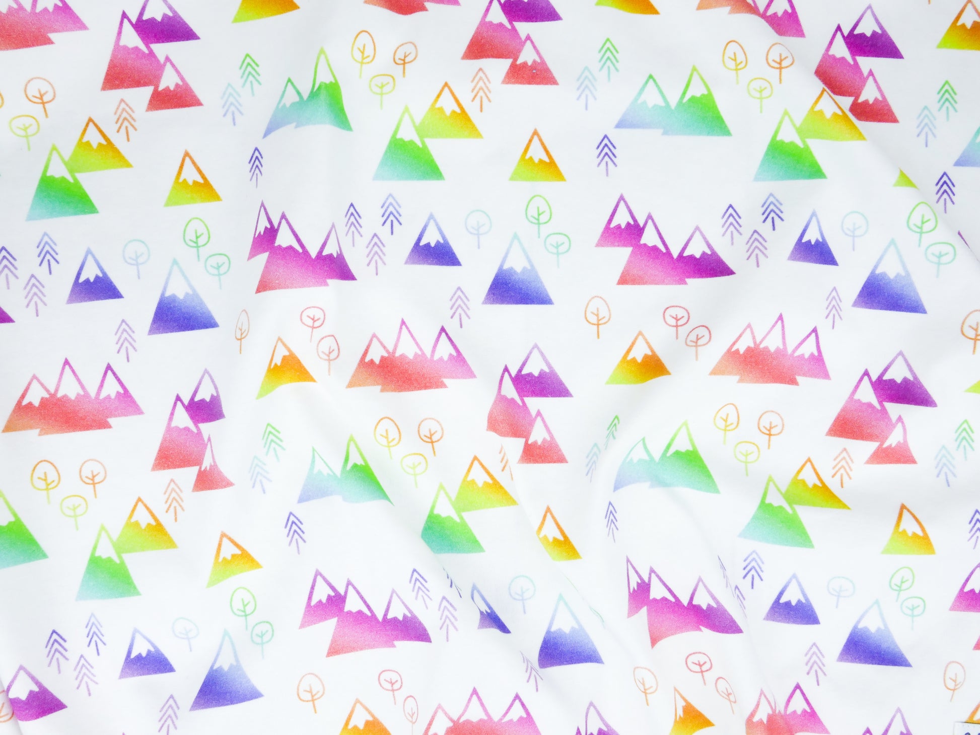 Mountains + Trees Organic Swaddling Blanket - Rainbow / White - CAVU Creations