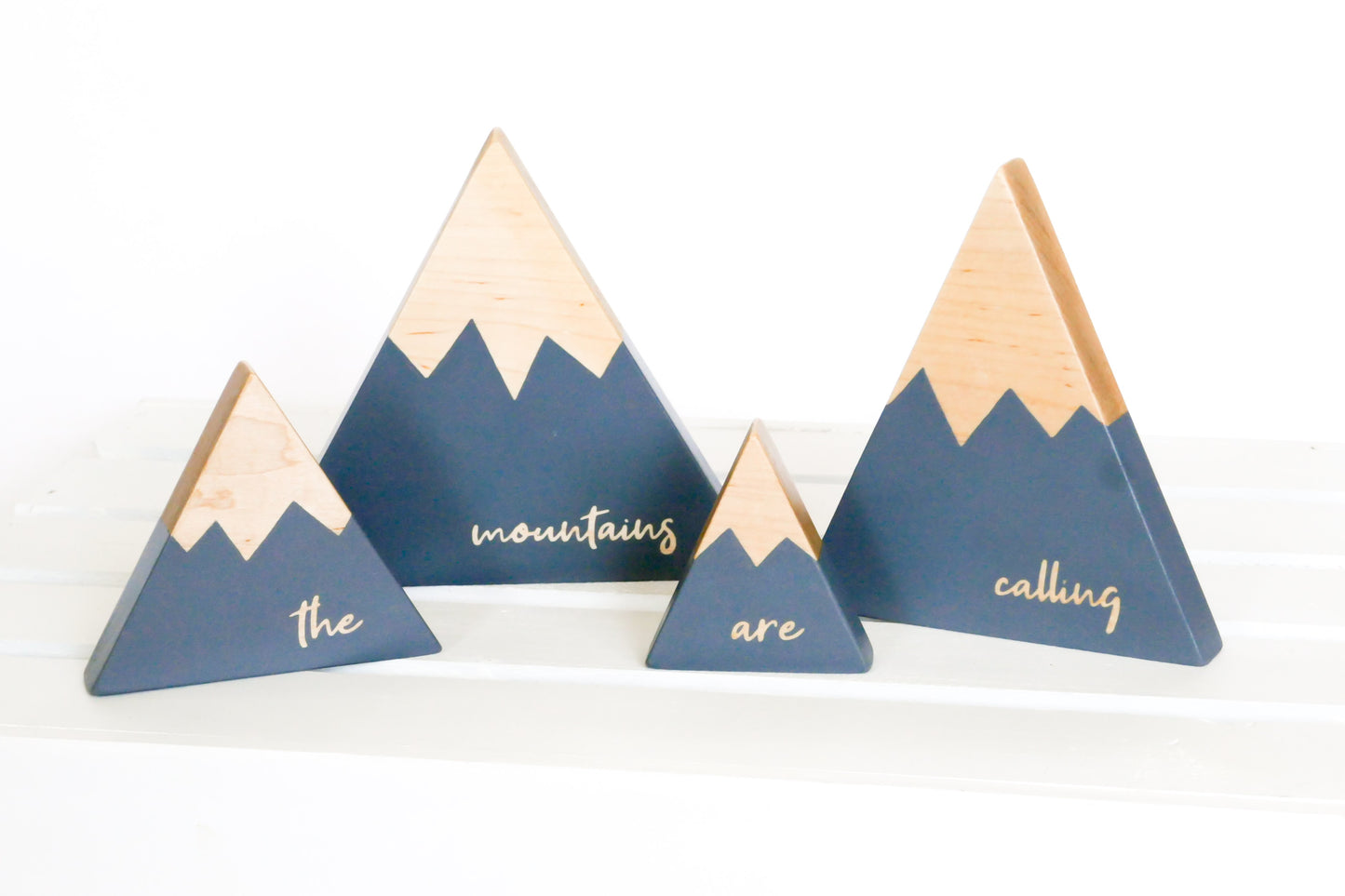 Wooden Mountain Set - Charcoal Gray - "The Mountains Are Calling" - CAVU Creations