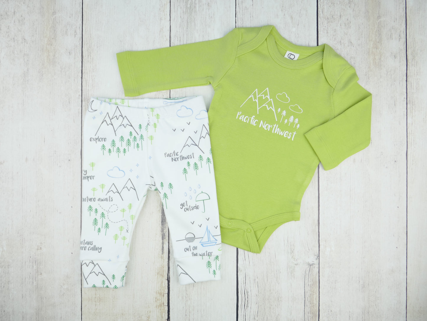 Perfectly PNW Organic Baby Leggings - Green / Blue / Gray / White - CAVU Creations