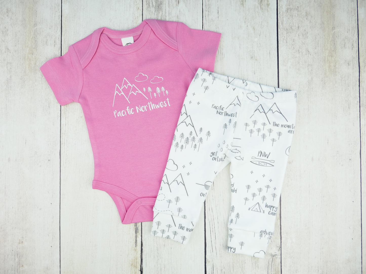 Perfectly PNW Organic Baby Leggings - Charcoal Gray / White - CAVU Creations