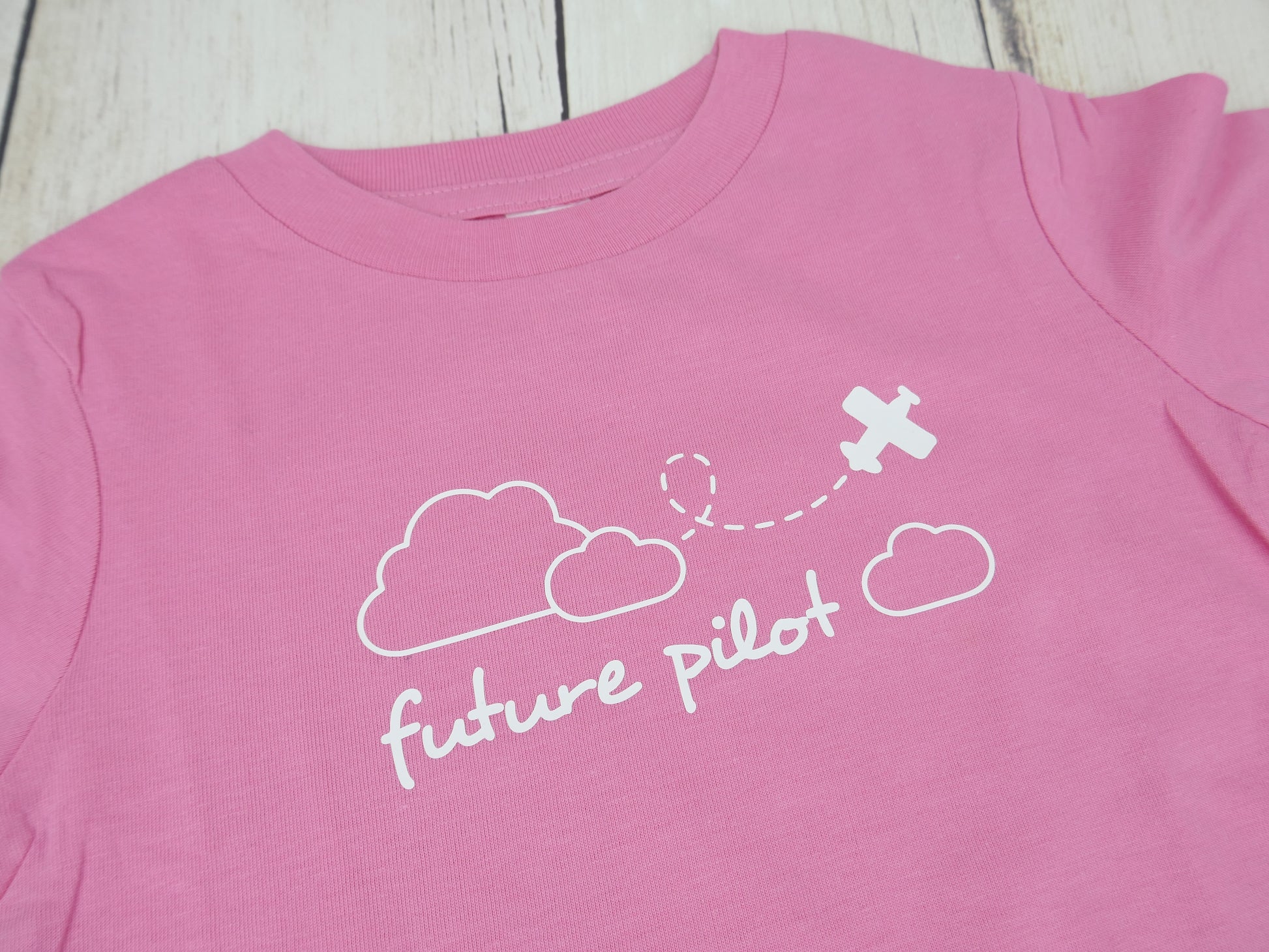 Airplane / Future Pilot Organic Tee - Pink / White - CAVU Creations