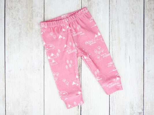 PNW Organic Baby Leggings - White / Coral Pink - CAVU Creations