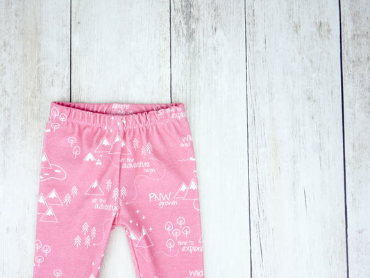 PNW Organic Baby Leggings - White / Coral Pink - CAVU Creations