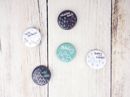 Button Pins - Set of 5 - CAVU Creations