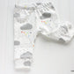 Clouds + Rain Organic Baby Leggings - Rainbow / Gray on White - CAVU Creations