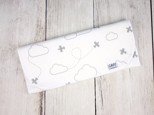 Airplanes in Clouds Organic Burp Cloths (Set of 2) - Gray / White - CAVU Creations