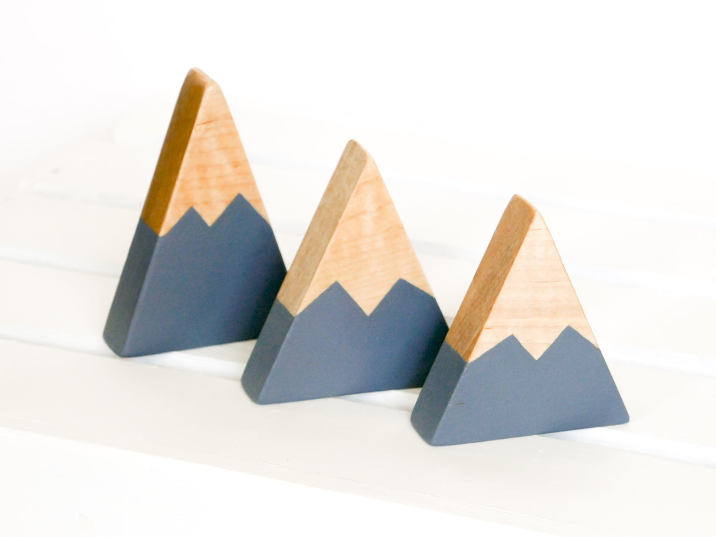Wooden Mountain Set - Charcoal Gray - Three Small - CAVU Creations