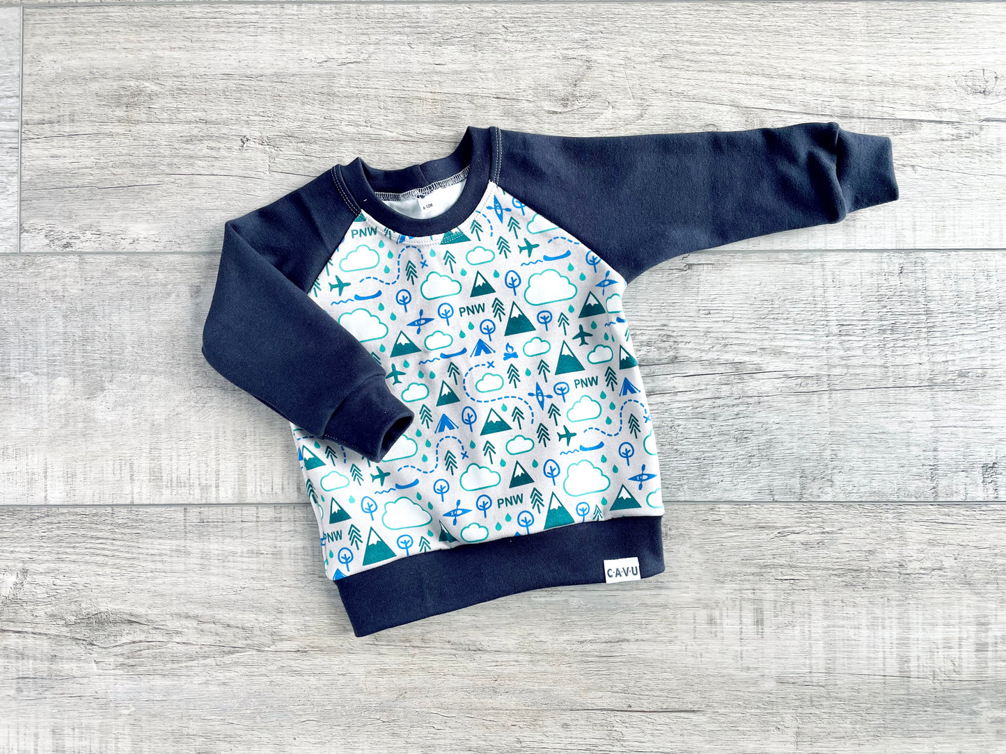PNW Love Organic Cotton Pullover - Blue / Gray / Teal / Navy
