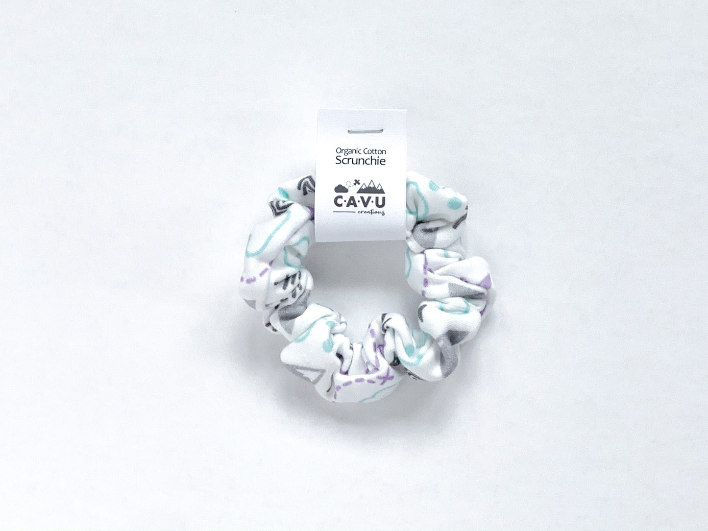 Organic Cotton Scrunchie - PNW Love - Purple / Mint / Gray - CAVU Creations