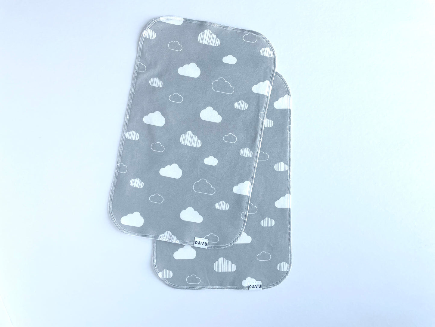 Clouds Organic Burp Cloths (Set of 2) - White / Gray