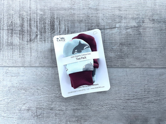 Orca Pod Organic Newborn Mittens - Set of 2 - Mint / Charcoal / Berry