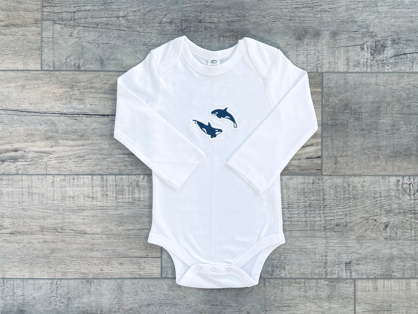 Orca Organic Bodysuit - White / Navy Blue