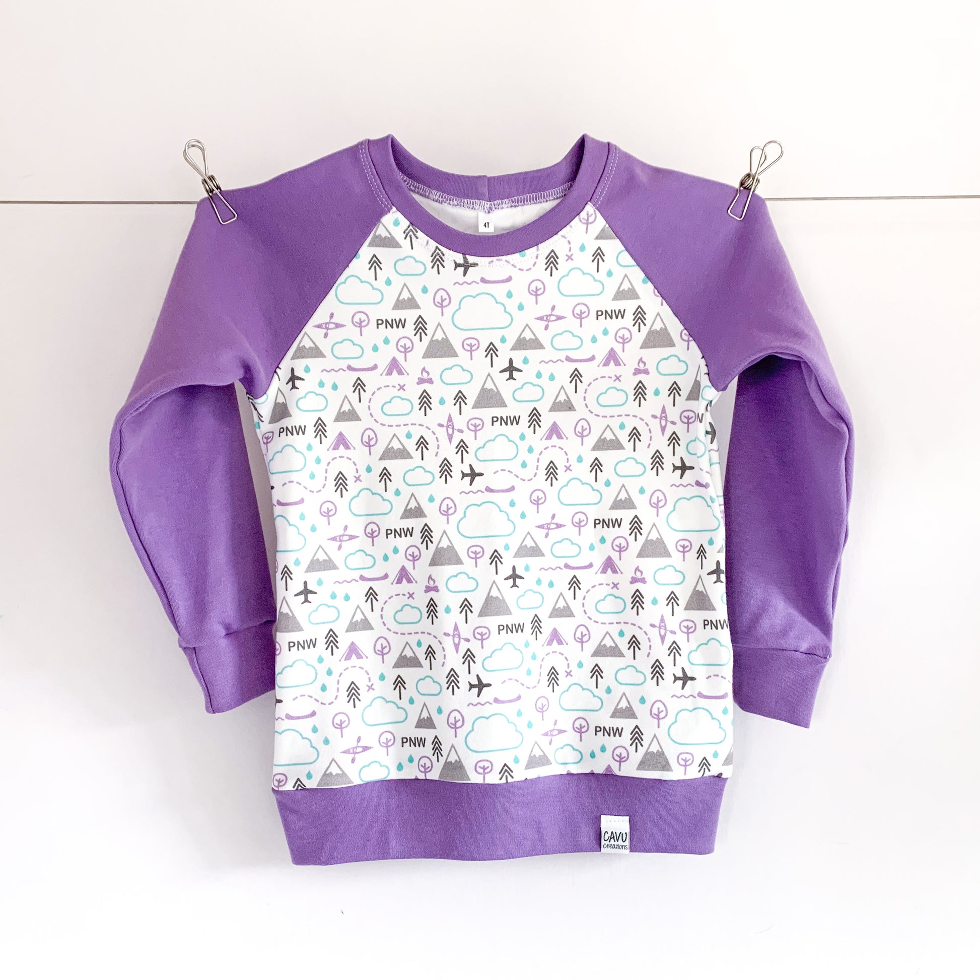 PNW Love Organic Cotton Pullover - Purple / White / Gray / Mint - CAVU Creations