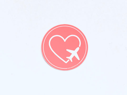 Sticker/Decal - I Heart Airplanes 2" Coral Pink - CAVU Creations