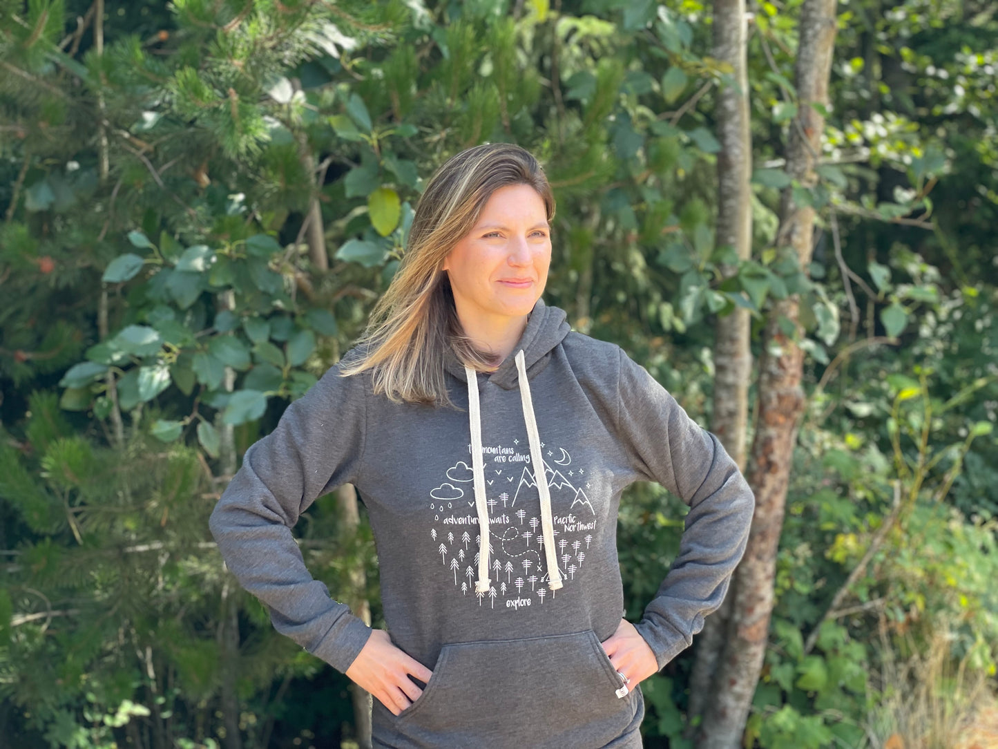 Adult Pullover - Pacific Northwest Circle - Heather Charcoal / White