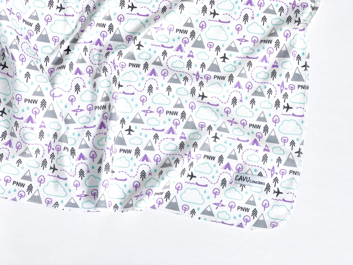 PNW Love Organic Swaddling Blanket - Purple / Mint / Gray - CAVU Creations