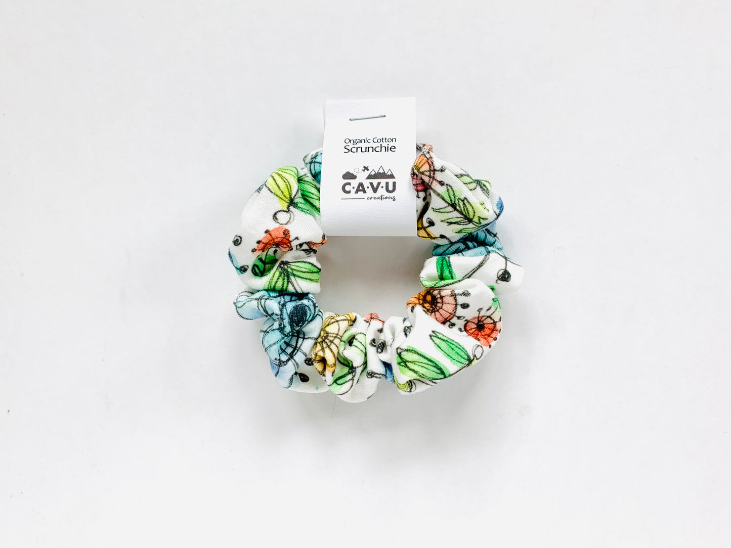 Organic Cotton Scrunchie - Wildflower Whimsy - Multi / White