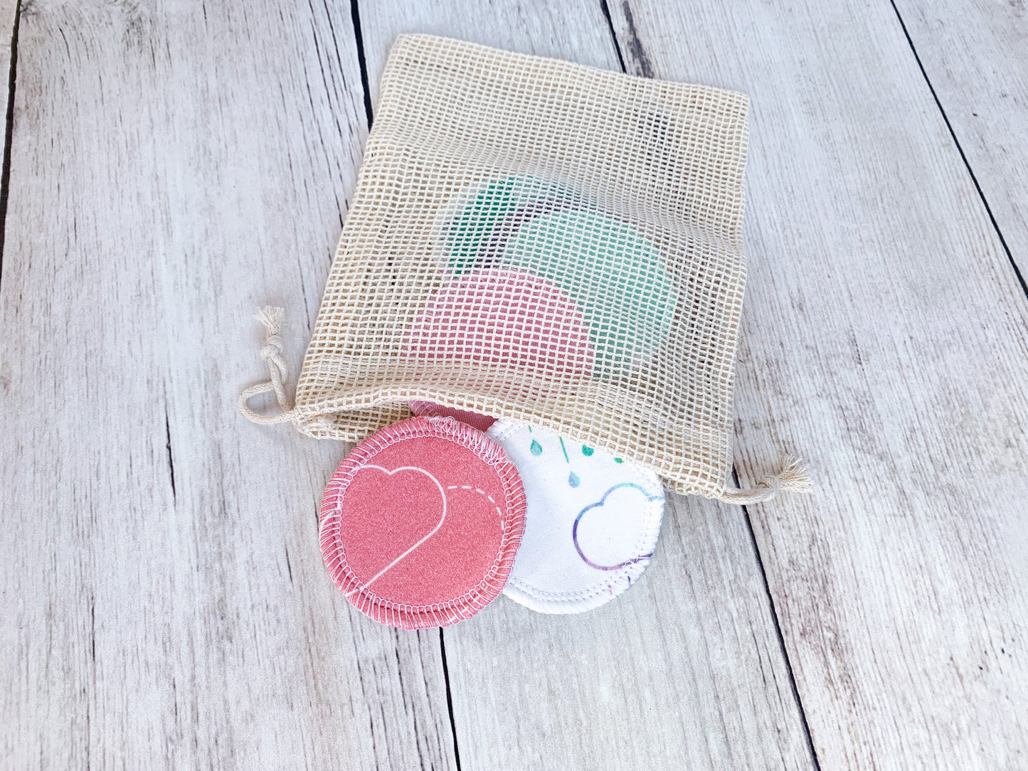 Organic Cotton Face Rounds - Set #3 - Happy Mix - Pink / Purple / Mint / Teal (Small)