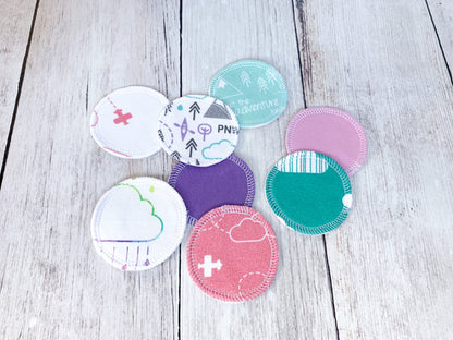 Organic Cotton Face Rounds - Set #4 - Happy Mix - Pink / Purple / Mint / Teal (Small)