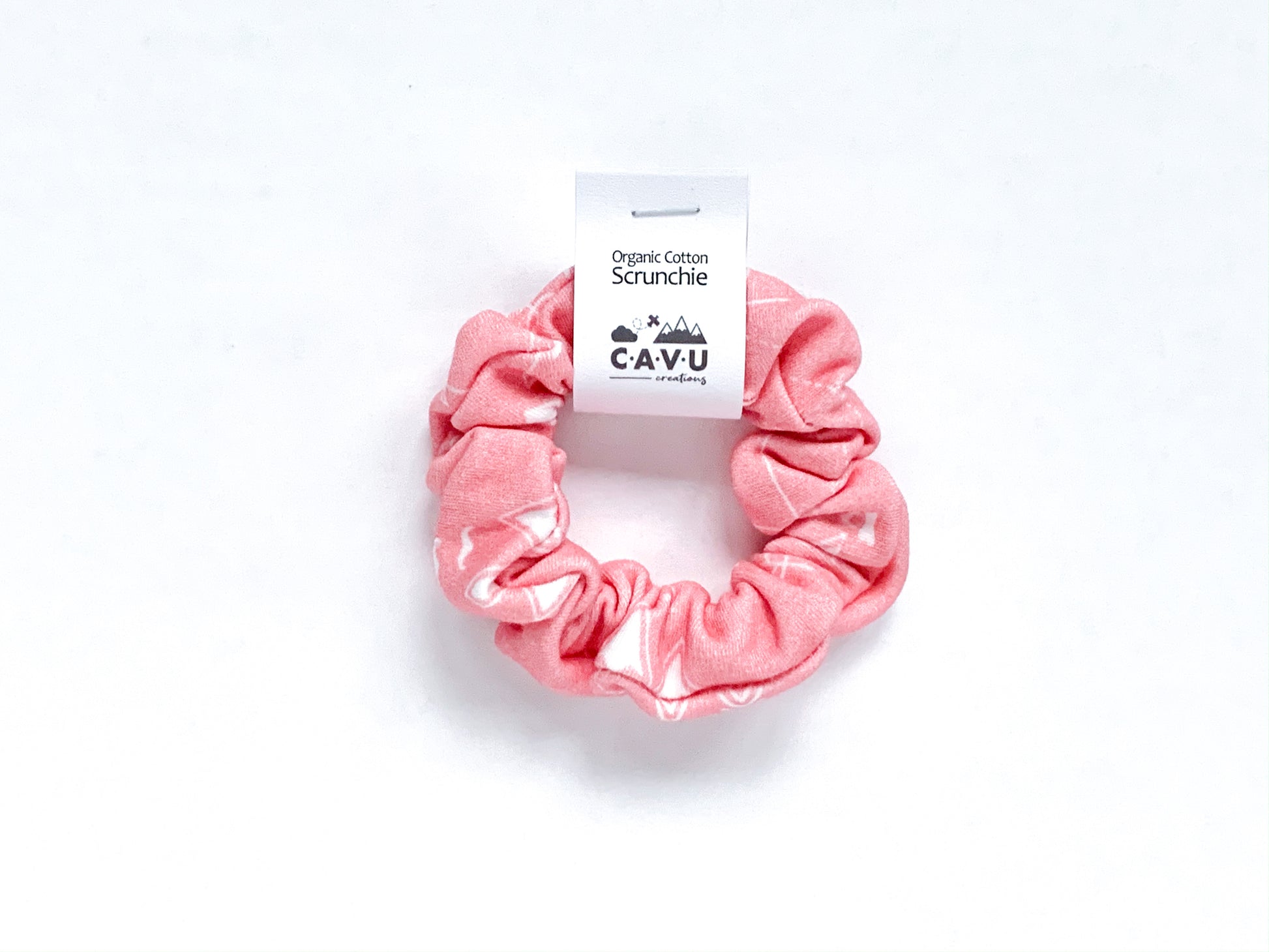 Organic Cotton Scrunchie - PNW - White / Coral - CAVU Creations