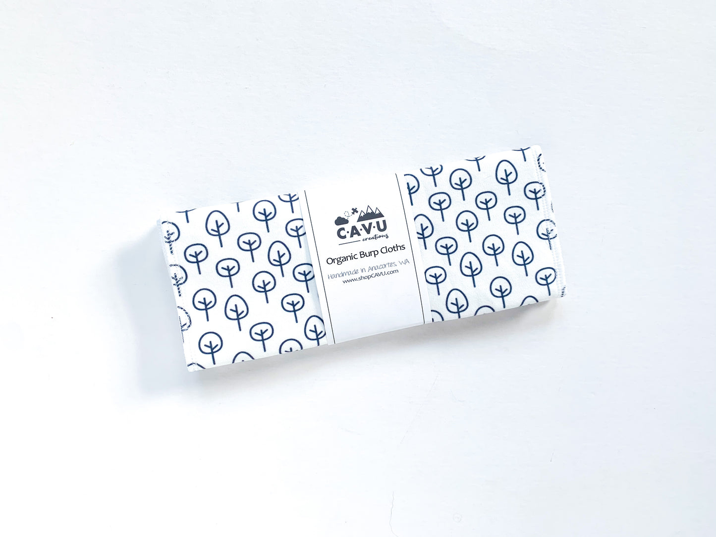 Scattered Trees Organic Burp Cloth - Navy / White