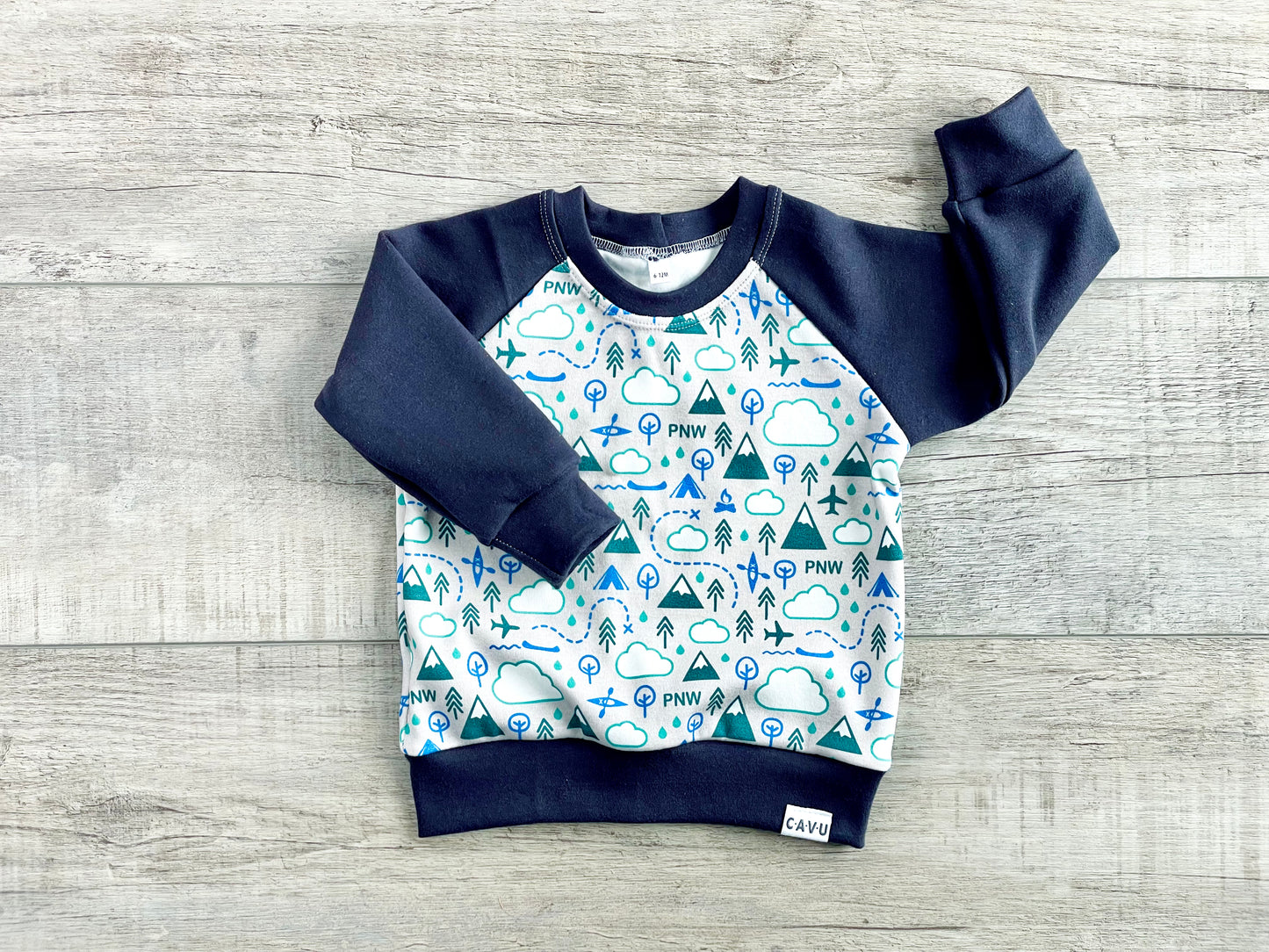 PNW Love Organic Cotton Pullover - Blue / Gray / Teal / Navy