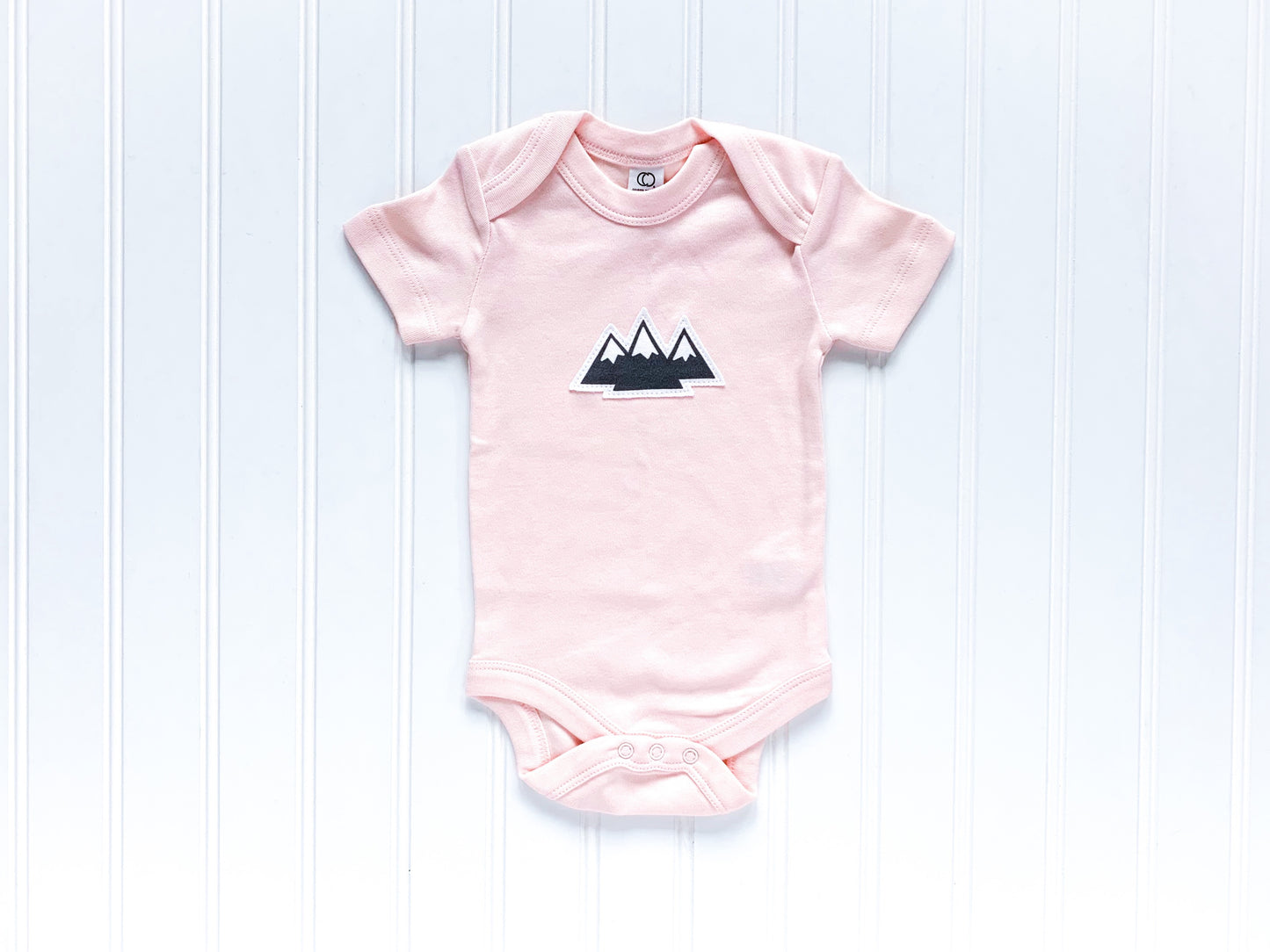 Mountains Organic Bodysuit - Light Pink / Charcoal Gray / White (Short) - CAVU Creations