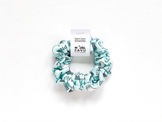 Organic Cotton Scrunchie - PNW Love - Charcoal / Mint - CAVU Creations