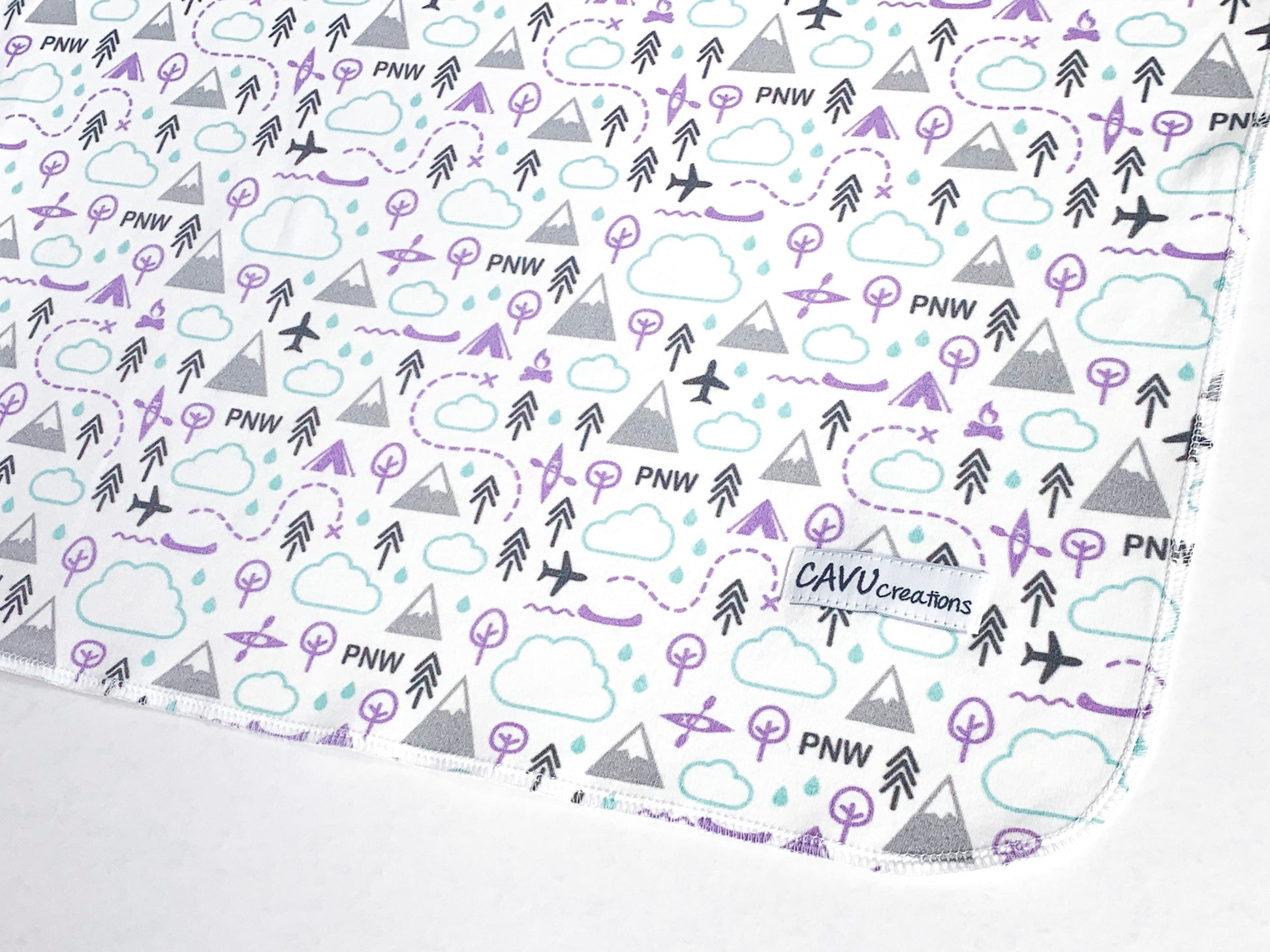 PNW Love Organic Swaddling Blanket - Purple / Mint / Gray - CAVU Creations