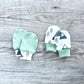 Mountains + Trees Organic Newborn Mittens - Set of 2 - Charcoal Gray / White / Mint Green