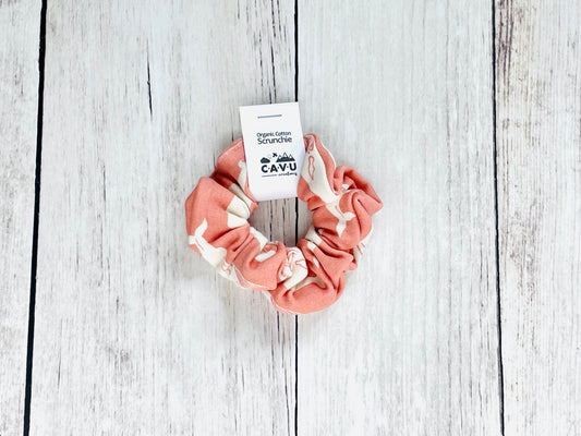 Organic Cotton Scrunchie - Whales - Quince / White
