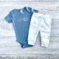 Wild Child Organic Bodysuit - Denim Blue / White