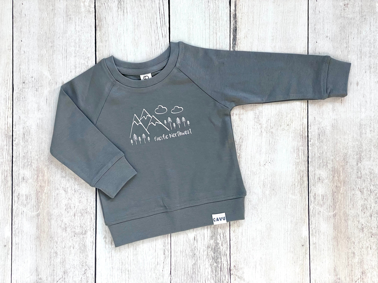 Pacific Northwest Organic Cotton Pullover - Charcoal Gray / White