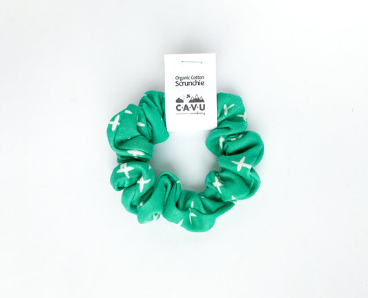 Organic Cotton Scrunchie - Plus Signs (Wink) - Green / White